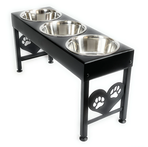 Custom triple bowl feeder stand for Jamie