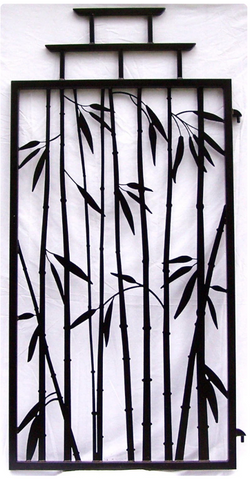 Bamboo style gate in bare steel