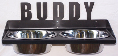 Personalized Custom Wall Mount Elevated Raised Dog Feeder Bowl Holder Image 1