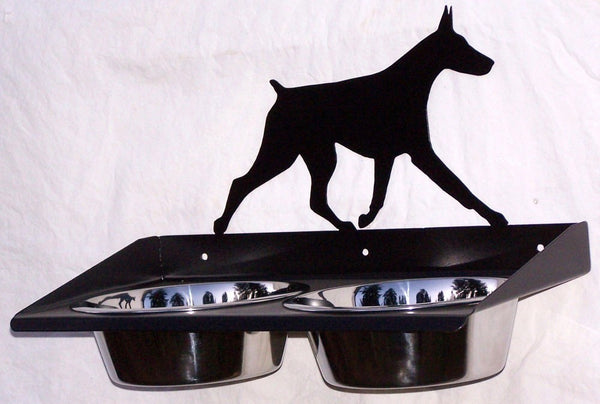 Elevated Wall Mount Metal Dog Feeder for Doberman Pinscher Image 2