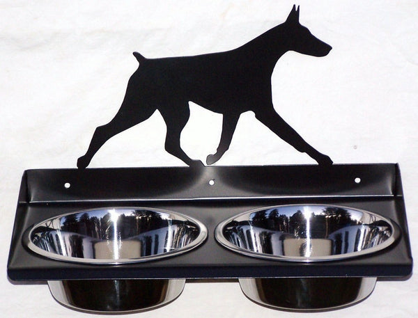 Elevated Wall Mount Metal Dog Feeder for Doberman Pinscher Image 1