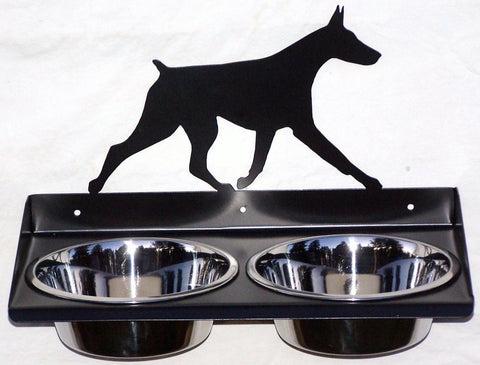 Elevated Wall Mount Metal Dog Feeder for Doberman Pinscher Image 1