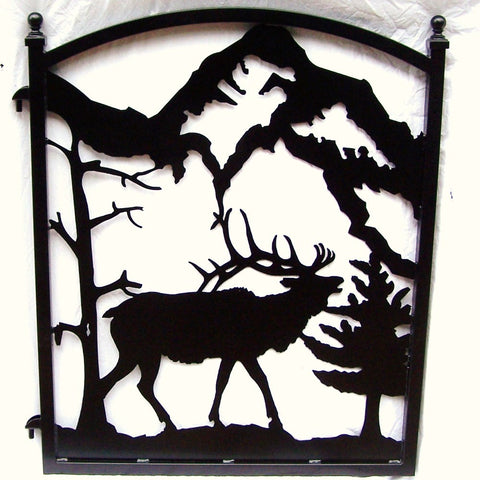 Iron Garden Fence Gate Elk Silhouette Metal Art Image 1