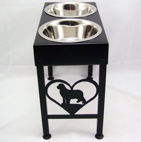 Newfoundland Elevated Metal Art Dog Feeder Raised Bowl Holder New Sizes Single, Double or Triple Dish Image 1
