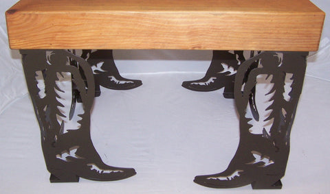 Metal Art Coffee Table or Bench Legs Western Cowboy Boot Style set of 4 Image 1