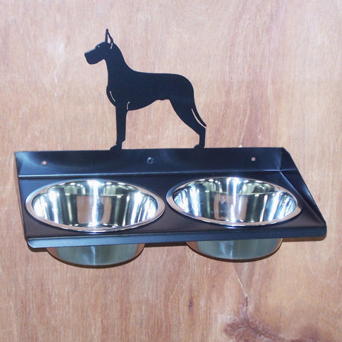 Great Dane Dog Feeder Metal Art Elevated Raised Wall Mount  Adjustable Height Image 1
