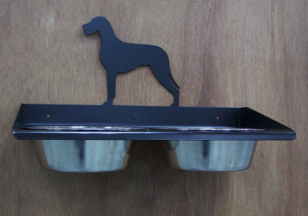 Great Dane Uncropped Natural Ears Wall Mount Metal Art Dog Feeder Powdercoated Steel Stainless Bowls Image 2