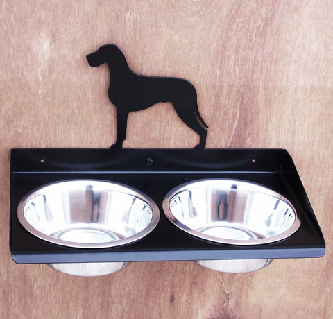 Great Dane Uncropped Natural Ears Wall Mount Metal Art Dog Feeder Powdercoated Steel Stainless Bowls Image 1