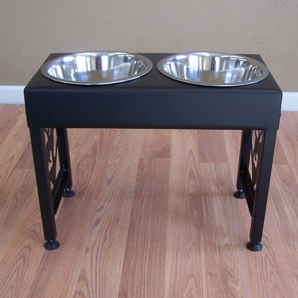 Pit Bull Terrier Elevated Dog Feeder Floor Stand  Bowl Holder Powder Coated Steel Metal Art Feeding Station Image 3