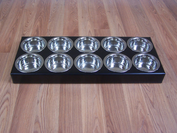 Feeder stand for puppies all steel with 10 stainless  bowls