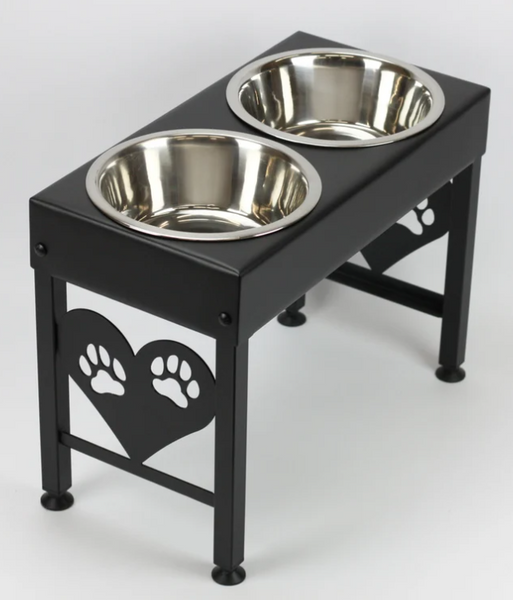 Custom double bowl feeder stand for customer supplied bowls