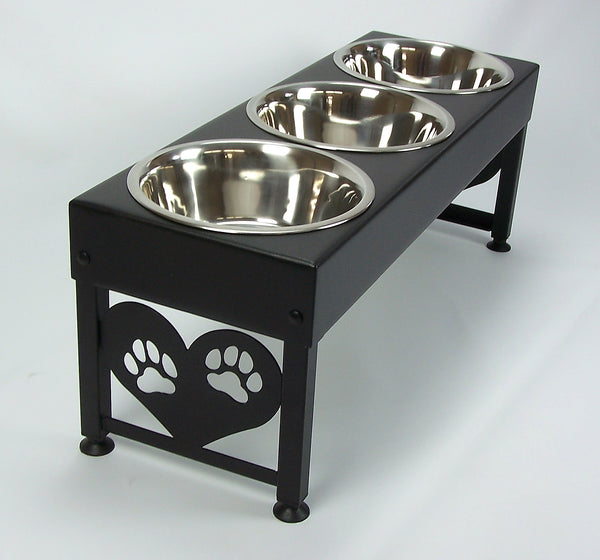 handmade steel dog feeding station