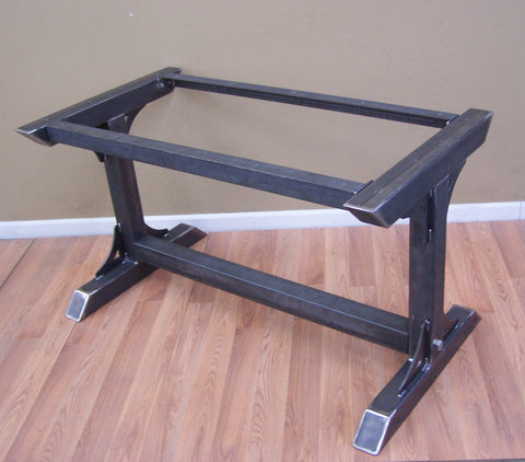 Custom steel table base in light grey color