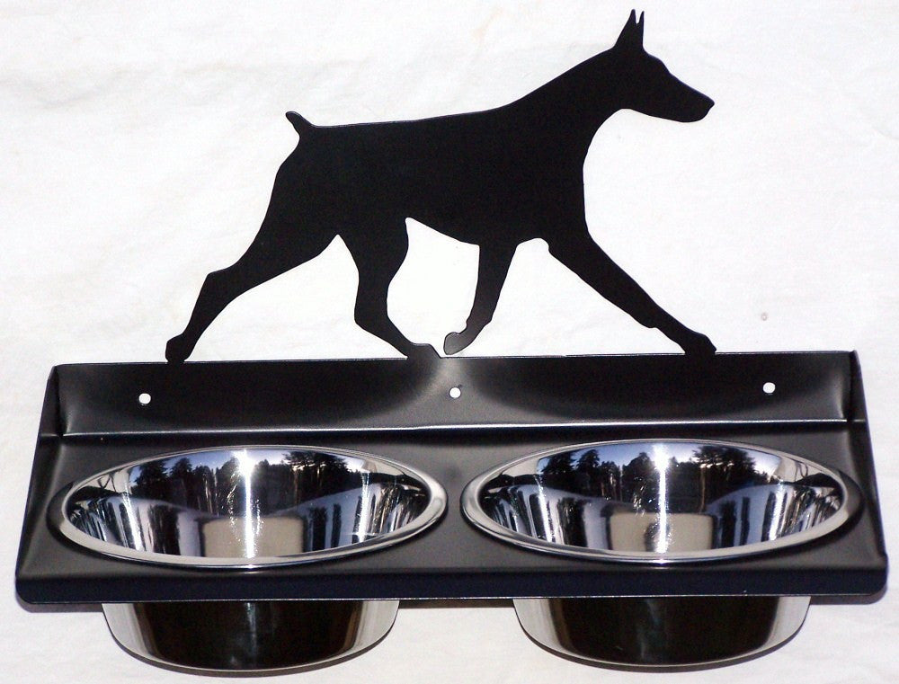 Doberman Pinscher Metal Art Elevated Floor Stand Dog Feeder – Modern Iron  Works