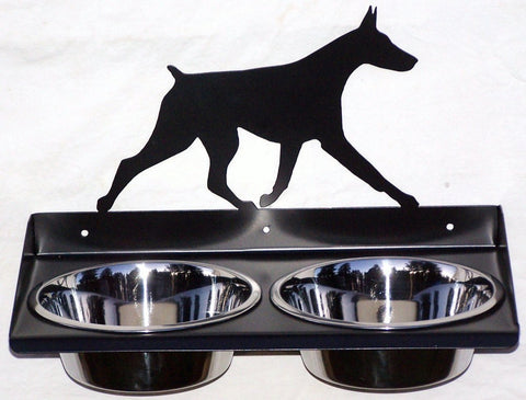 Pit Bull Terrier Elevated Dog Feeder Floor Stand Bowl Holder Powder Coated  Steel Metal Art Feeding Station