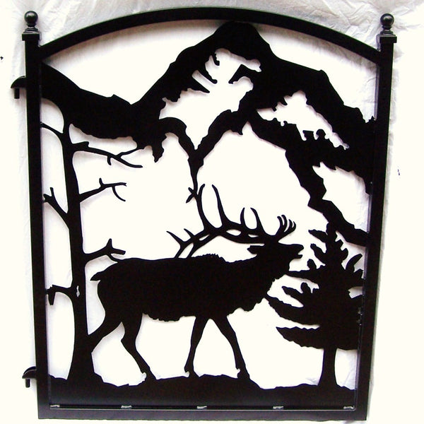Iron Garden Fence Gate Elk Silhouette Metal Art Image 1