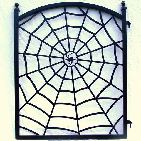 Steel Spider Web Ornamental Iron Fence Gate Metal Art Halloween Decor Image 1