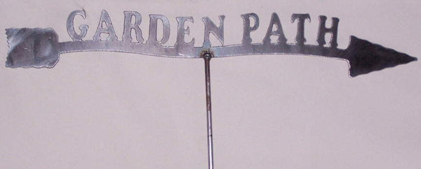 Garden Path Whimsical Sign Metal Art Yard Stake Rustic Iron Steel Image 2