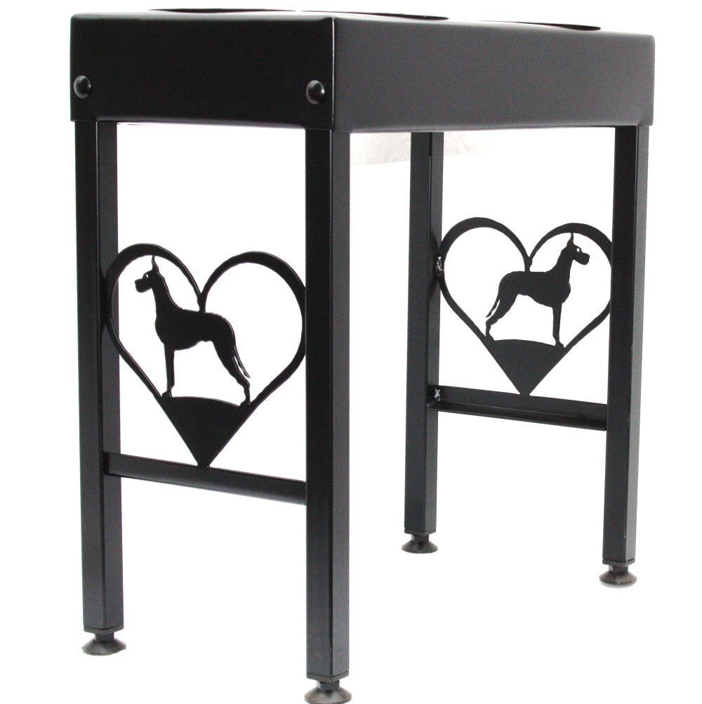 Great Dane Dog Feeder Elevated Raised Metal Art Floor Stand Single Double or Triple Bowls