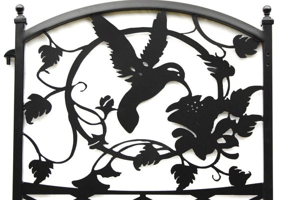 Ornamental Wrought Iron Garden Fence Entrance Gate Hummingbird Flowers Custom Design Image 2