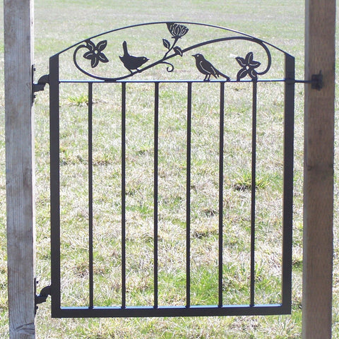 Metal Art Iron Garden Gate with Birds and Flowers Image 1