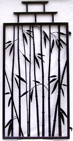 Steel Bamboo Fence Gate Asian Temple Style 6' Tall Wrought Iron Image 1