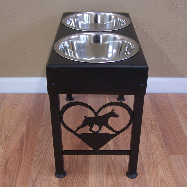 Doberman Pinscher Metal Art Elevated Floor Stand Dog Feeder Image 3